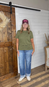 High Rise Cuff Wide Jeans