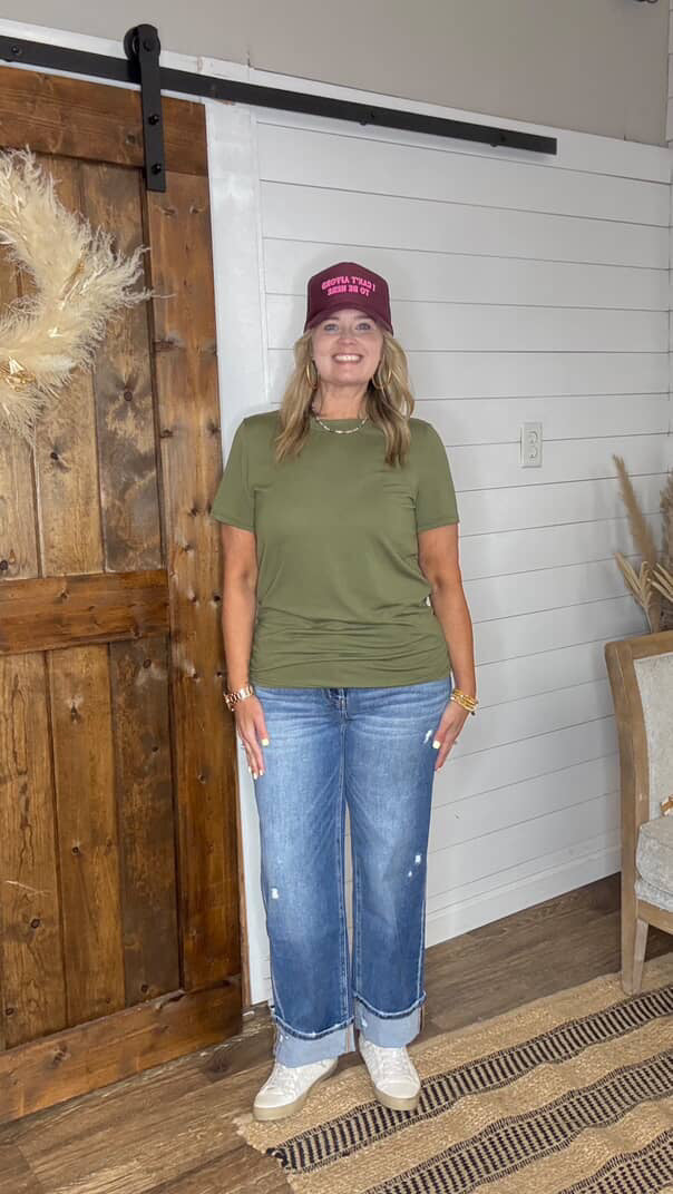 High Rise Cuff Wide Jeans