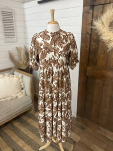 Brown Mix Leaf Print