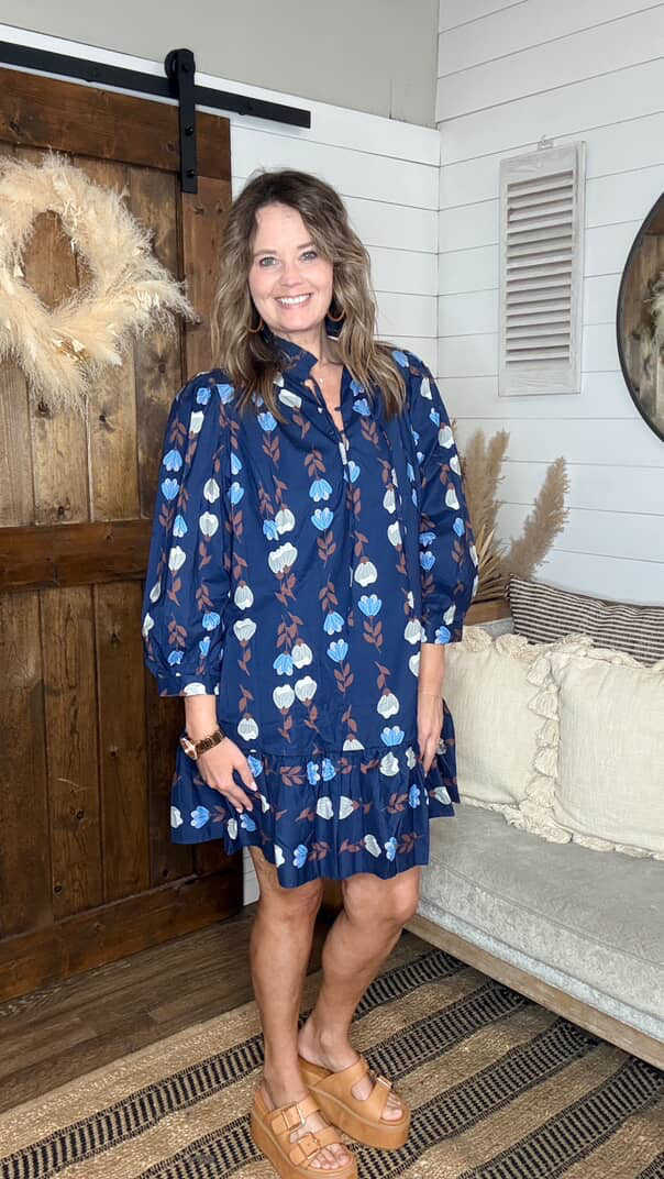 Navy Florals Dress