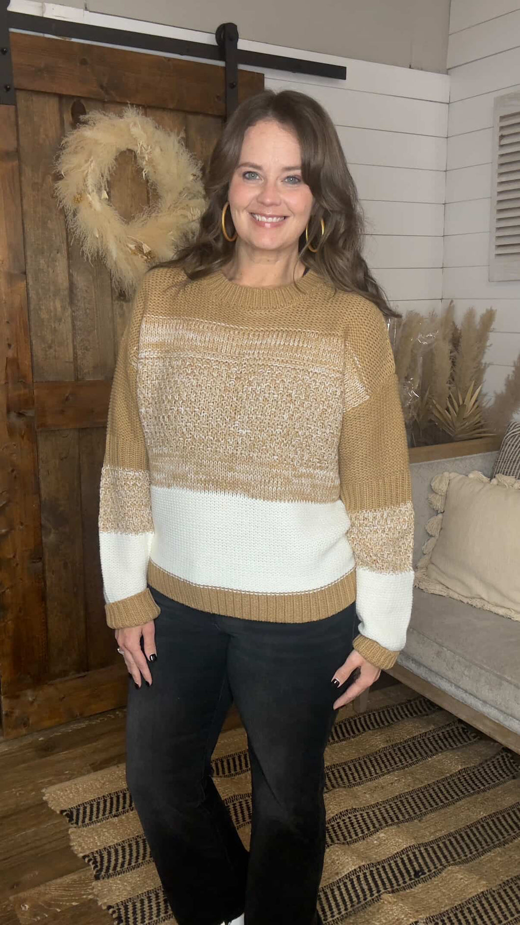 Color Block Taupe Sweater