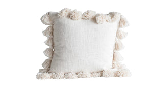 Woven Cotton Slub Pillow with Tassels