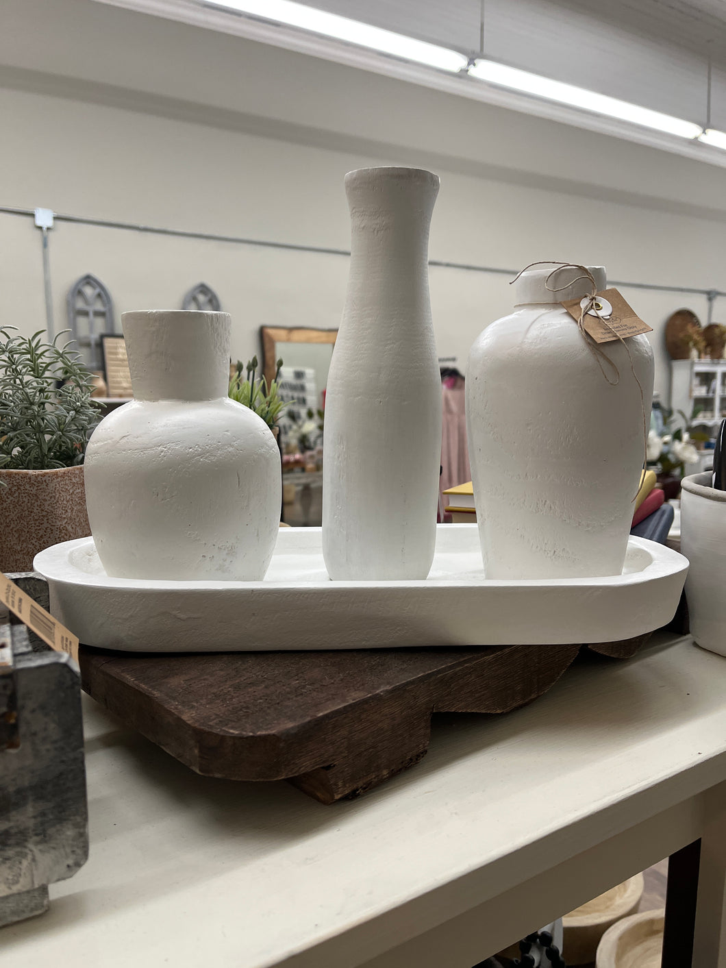 White Paulownia Vases